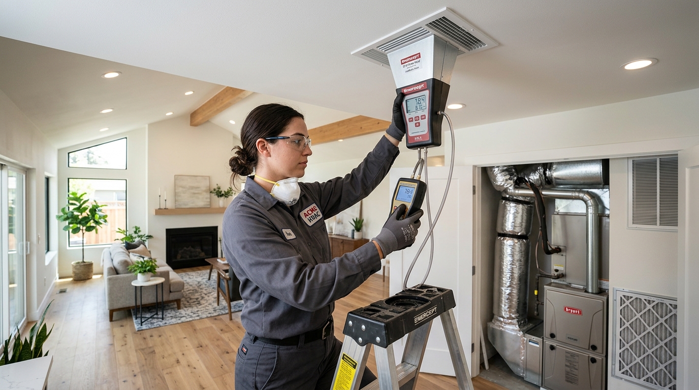 California Title 24 airflow testing by a professional HVAC technician