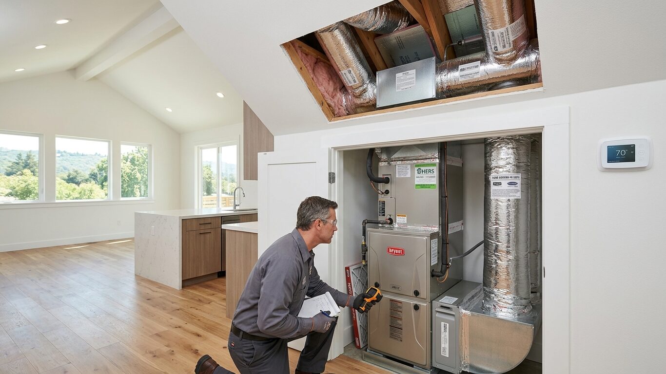 California Title 24 airflow testing for new home HVAC compliance